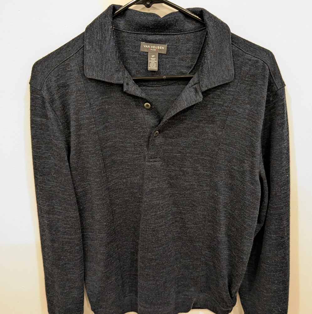 Van Heusen Men's Long Sleeve Navy Blue Sweater Shirt